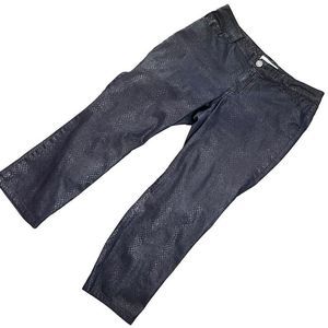 Chico's Womens Platinum Denim Snake Skin Straight Jeans Gray Black Size 2.5 Tall